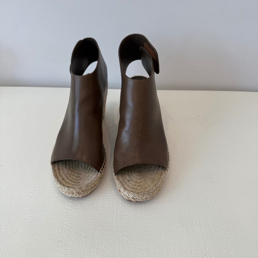Celine Leather Wedge Espadrille, Brown, Size 41